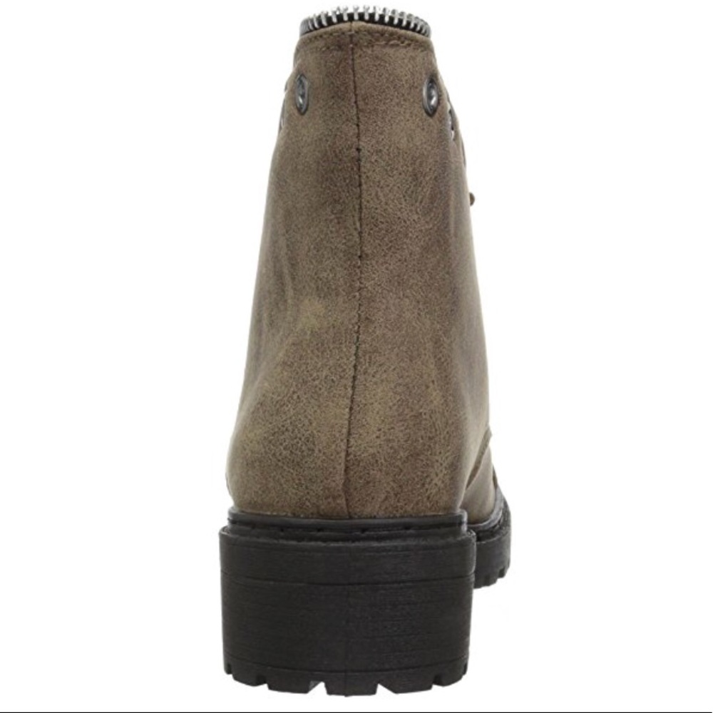 Taupe Lug Sole Military Lace Up Combat Boots - Picture 4 of 6